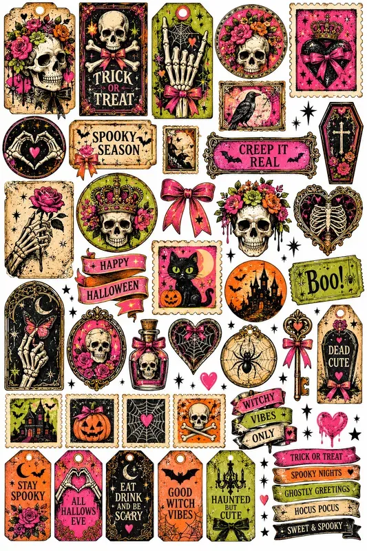 Vintage Halloween Junk Journal Clipart