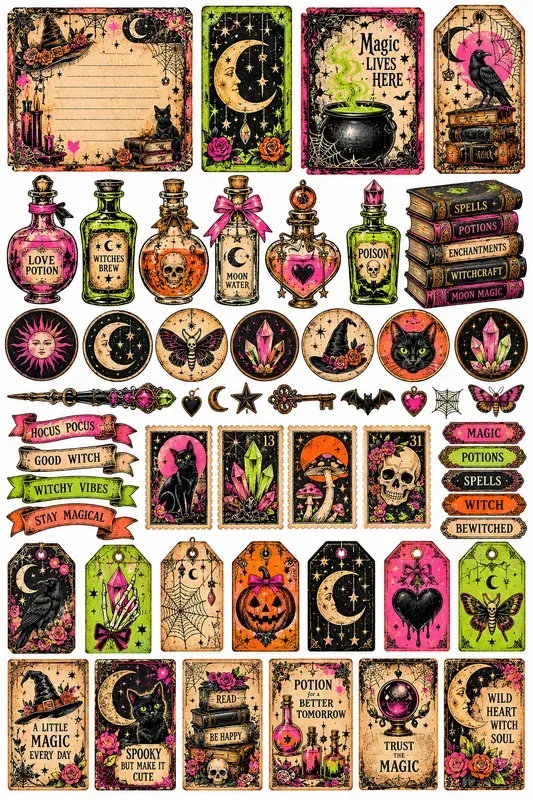 Vintage Halloween Junk Journal Clipart