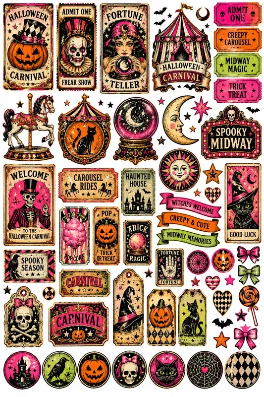 Vintage Halloween Junk Journal Clipart