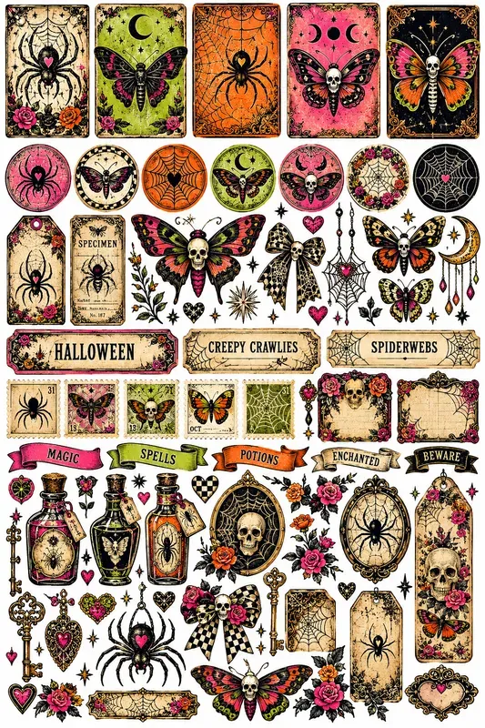 Vintage Halloween Junk Journal Clipart