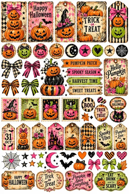 Vintage Halloween Junk Journal Clipart