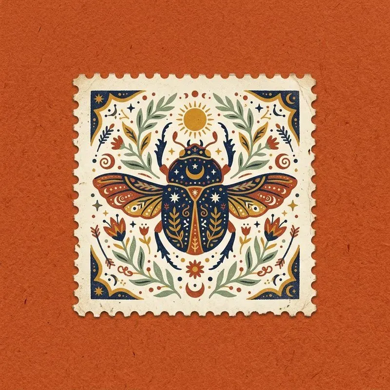 Mystic Nature Folk Art Postage Stamps