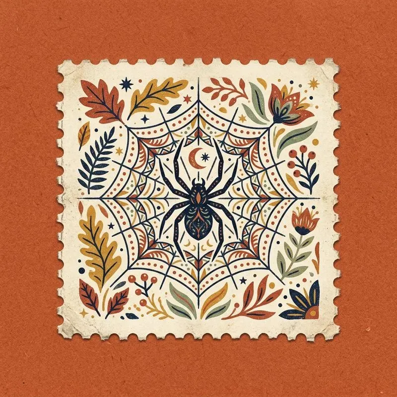 Mystic Nature Folk Art Postage Stamps