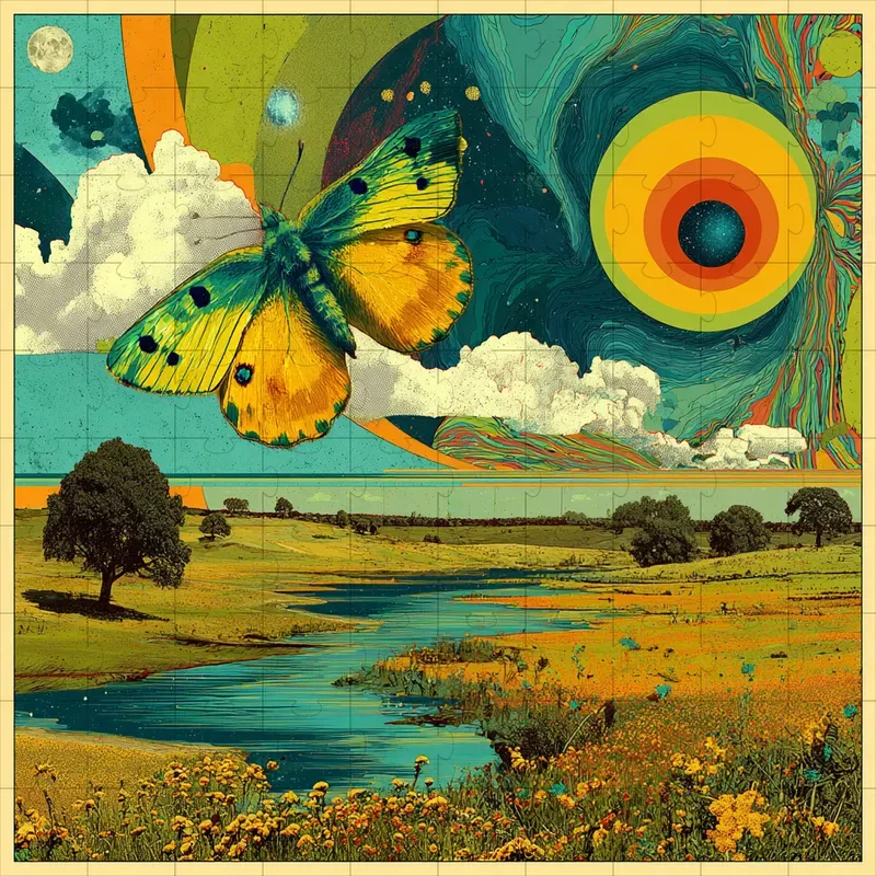 Screenprint Retro Psychedelic Dreams
