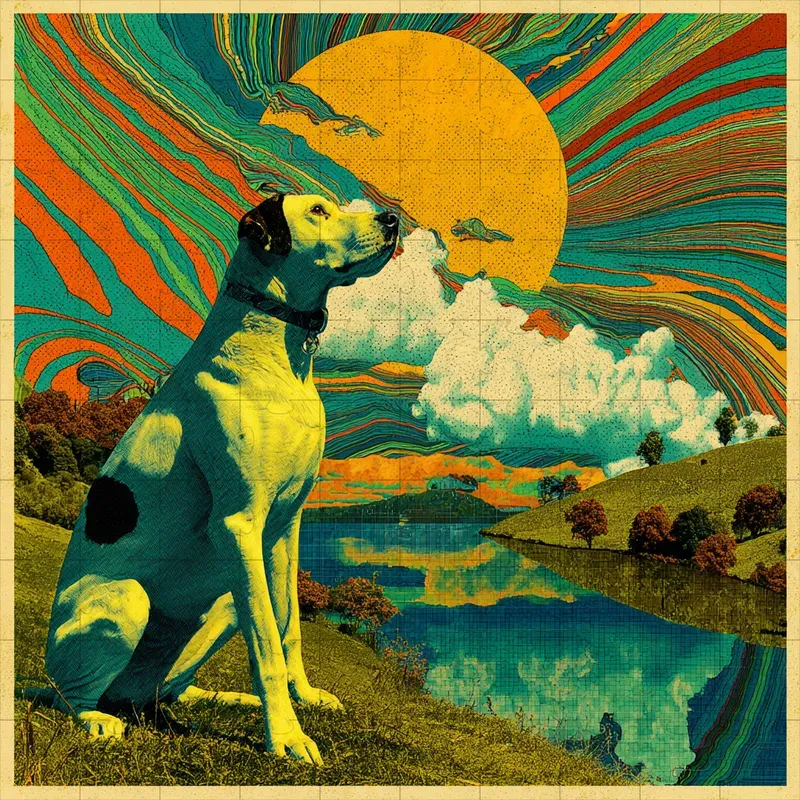Screenprint Retro Psychedelic Dreams