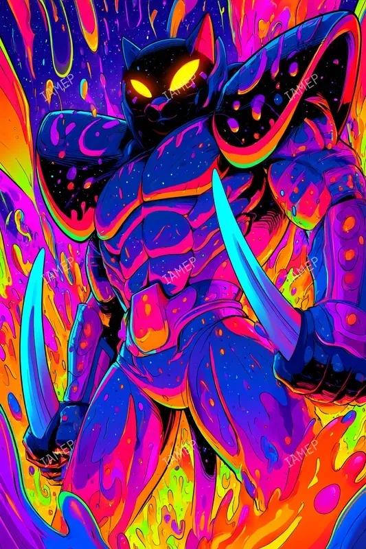 Psychedelic Neon Comic Characters