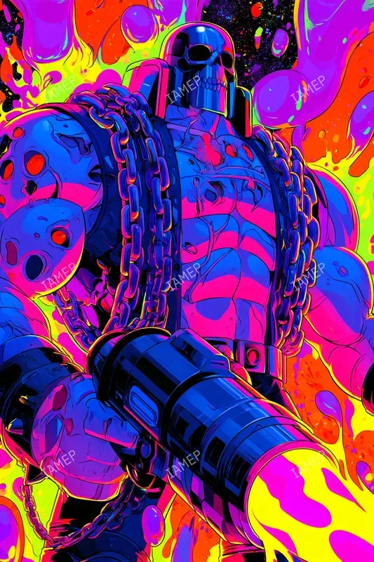Psychedelic Neon Comic Characters
