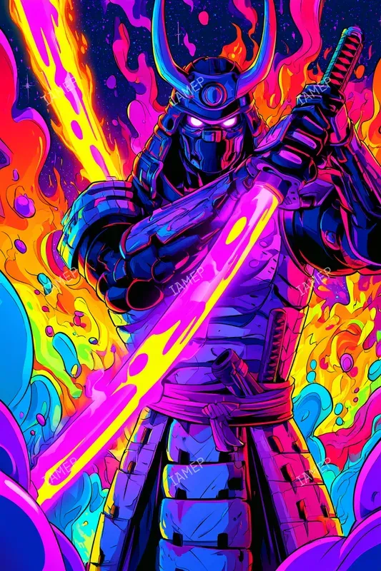 Psychedelic Neon Comic Characters