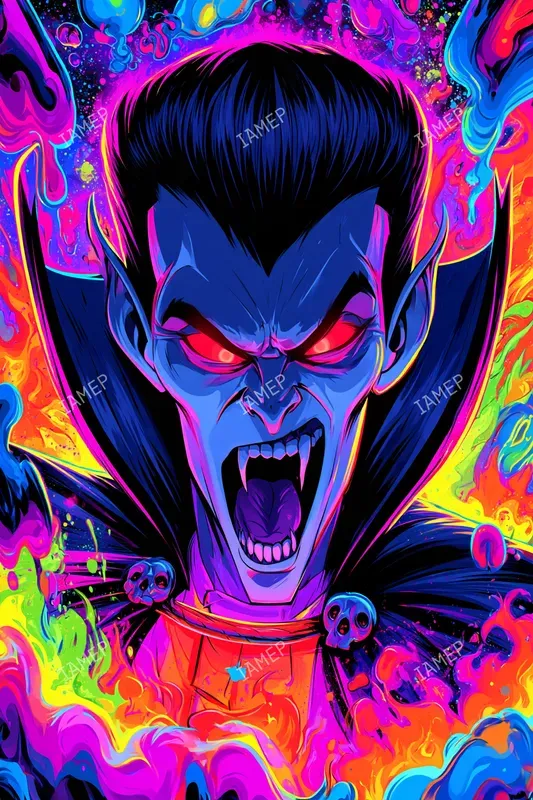Psychedelic Neon Comic Characters