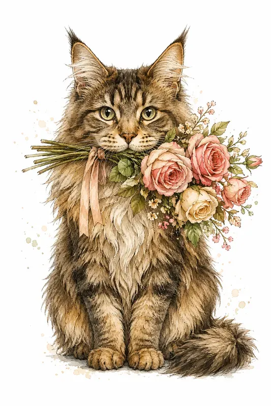 Adorable Watercolor Pet Bouquet Clipart