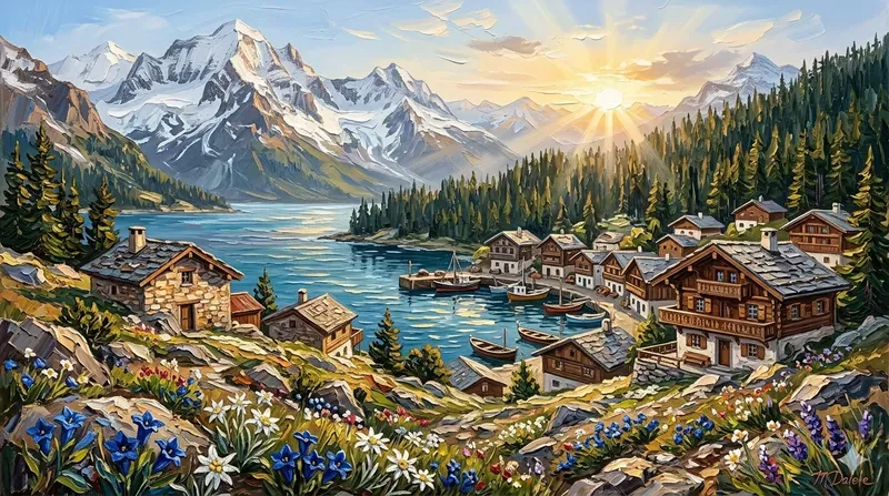 Village Scenery Wall Art Prints