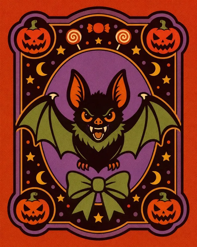 Retro Halloween Mascot Badge Posters