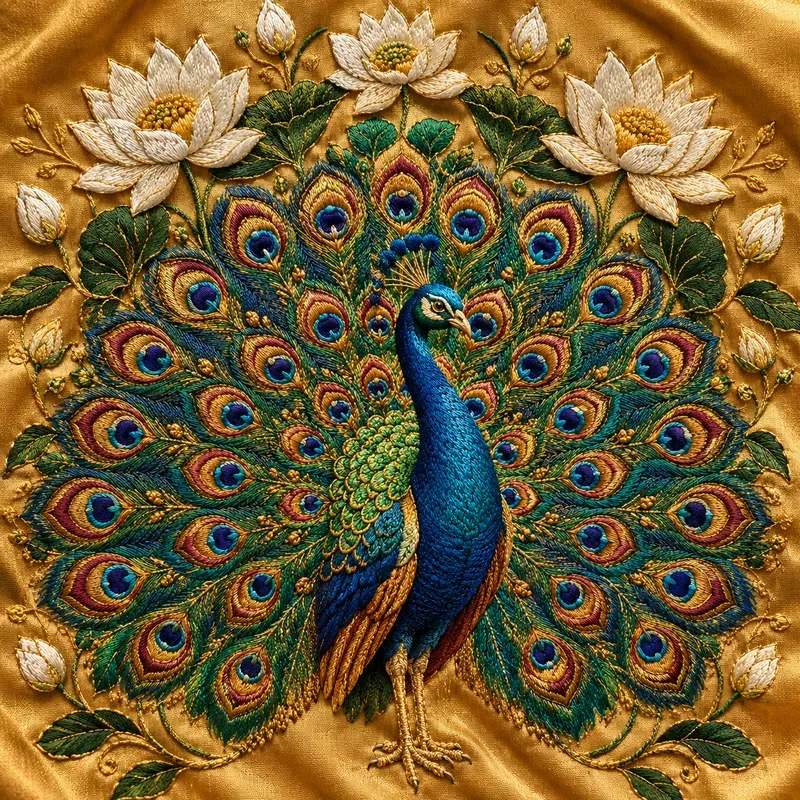 Royal Embroidered Rooster Art