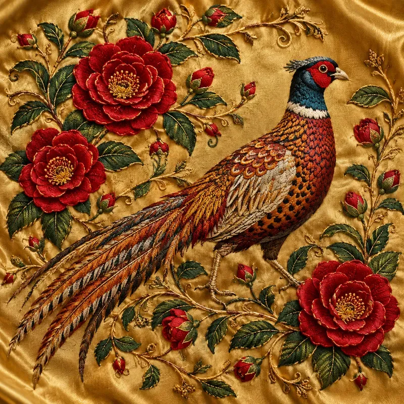 Royal Embroidered Rooster Art