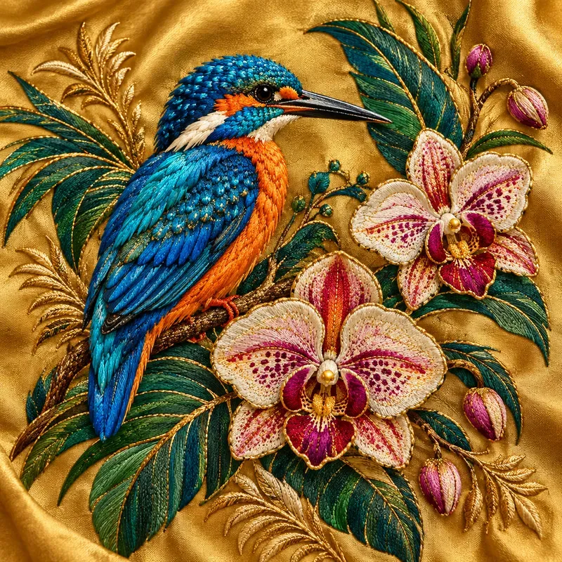 Royal Embroidered Rooster Art