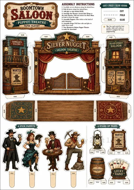 Western Printable Paper Puppet Theatres