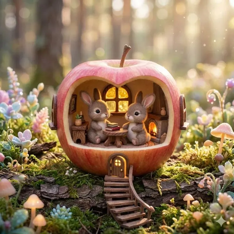 Whimsical Forest Fruit Home Dioramas