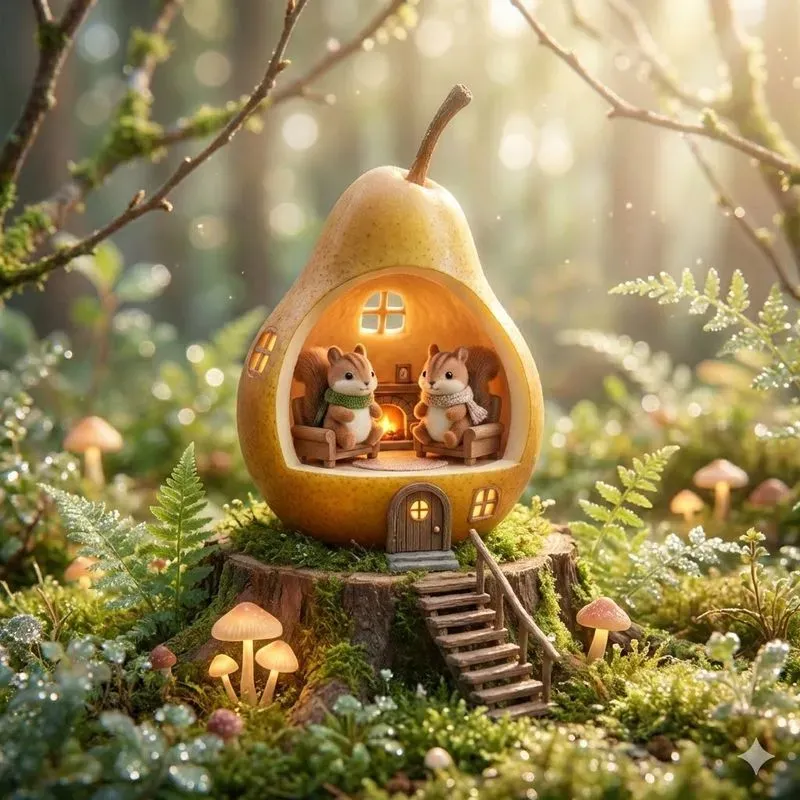 Whimsical Forest Fruit Home Dioramas