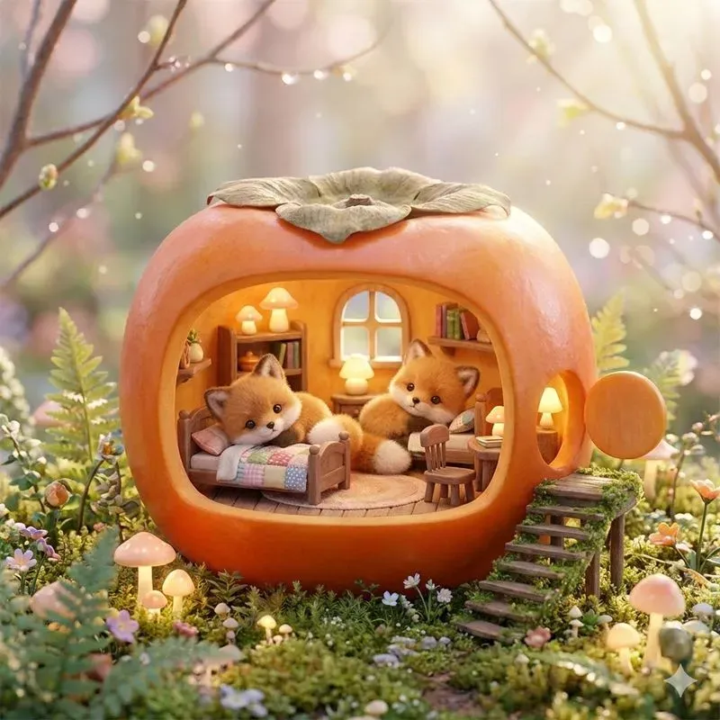 Whimsical Forest Fruit Home Dioramas