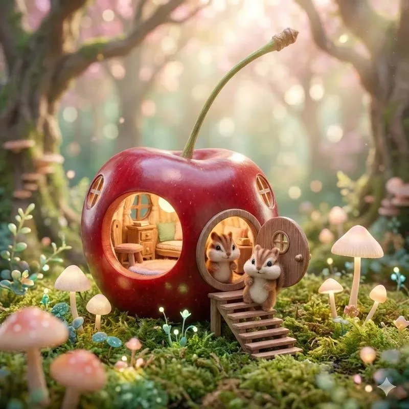 Whimsical Forest Fruit Home Dioramas