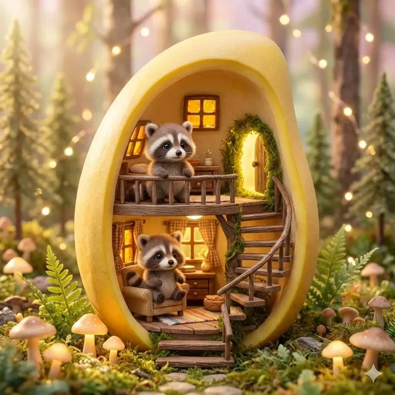 Whimsical Forest Fruit Home Dioramas