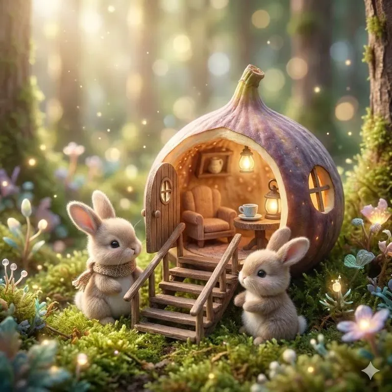 Whimsical Forest Fruit Home Dioramas