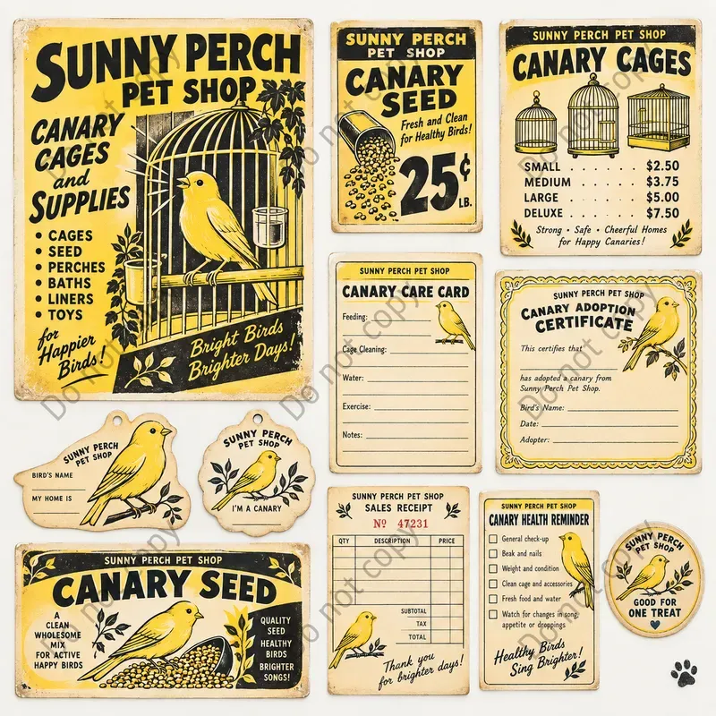 Retro Pet Shop Ephemera Sheets