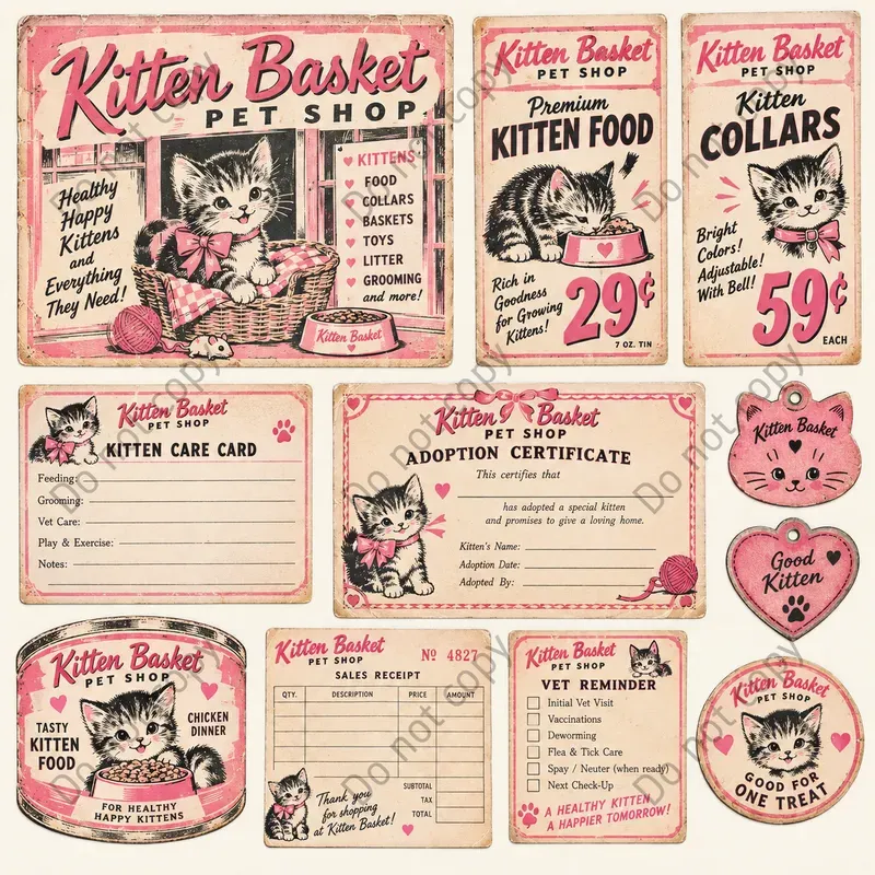 Retro Pet Shop Ephemera Sheets