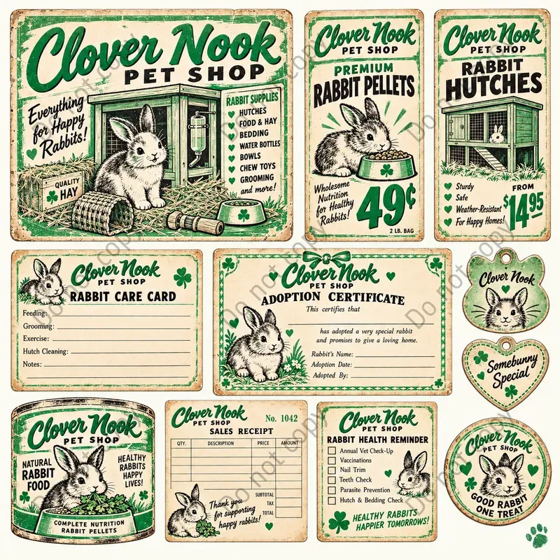 Retro Pet Shop Ephemera Sheets