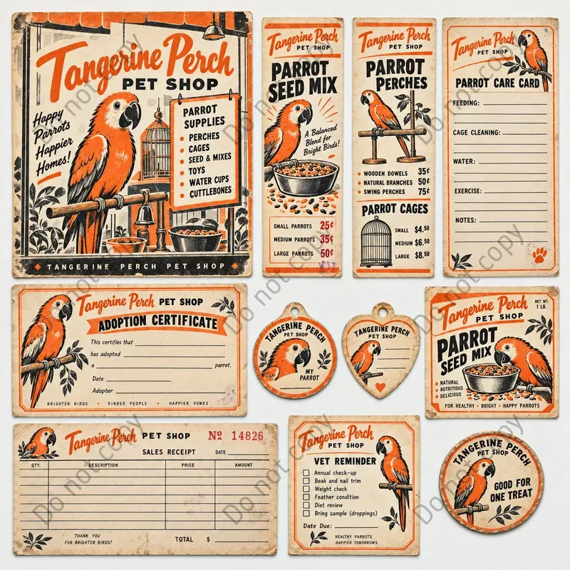 Retro Pet Shop Ephemera Sheets