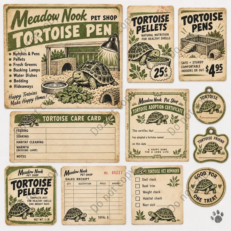 Retro Pet Shop Ephemera Sheets