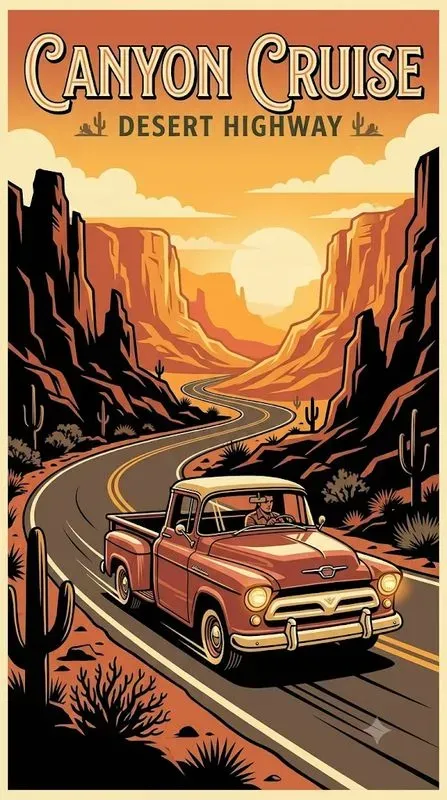 Retro Road Adventure Posters