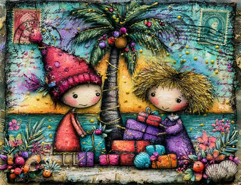 Christmas In July Junk Journal Postcards