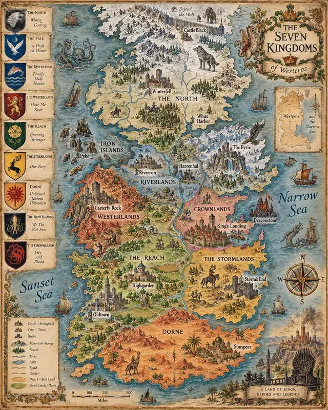 Vintage Illustrated Educational Map Gens