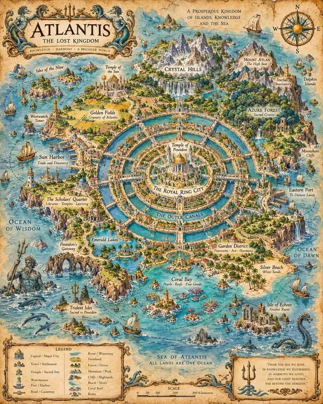 Vintage Illustrated Educational Map Gens