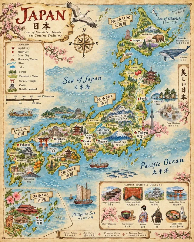 Vintage Illustrated Educational Map Gens