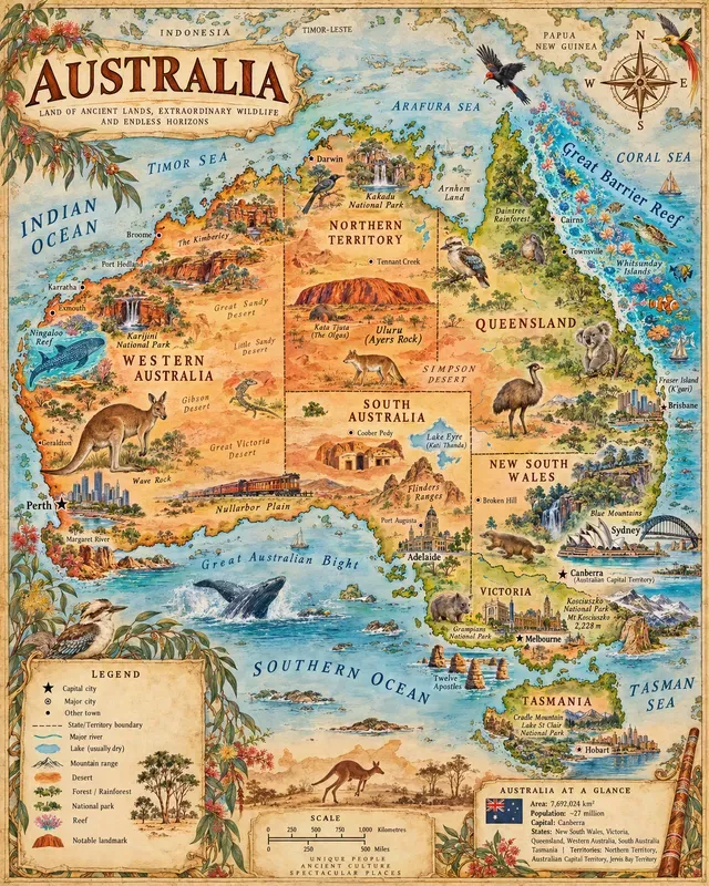 Vintage Illustrated Educational Map Gens