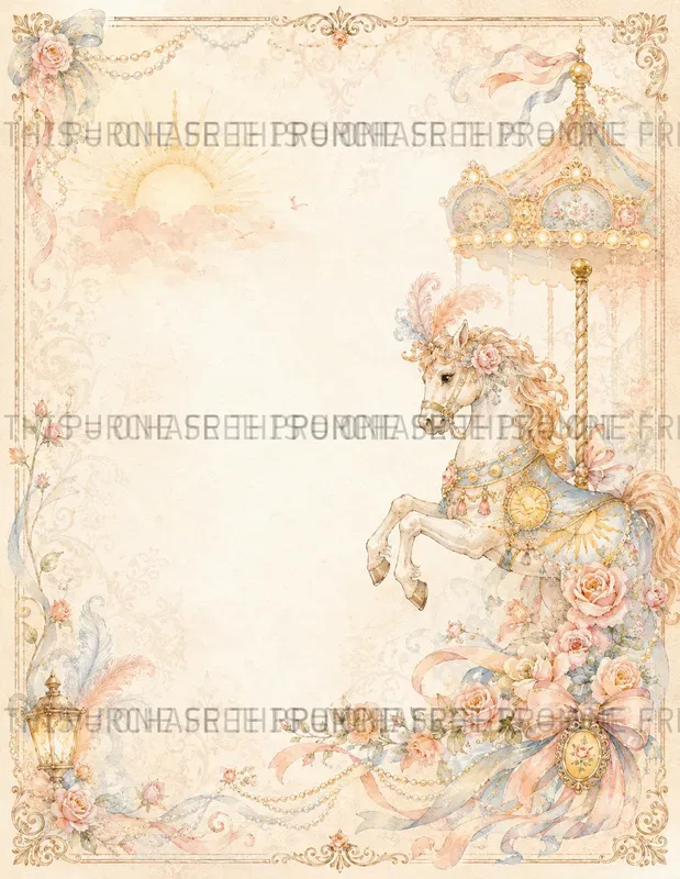 Whimsical Carousel Journal Pages