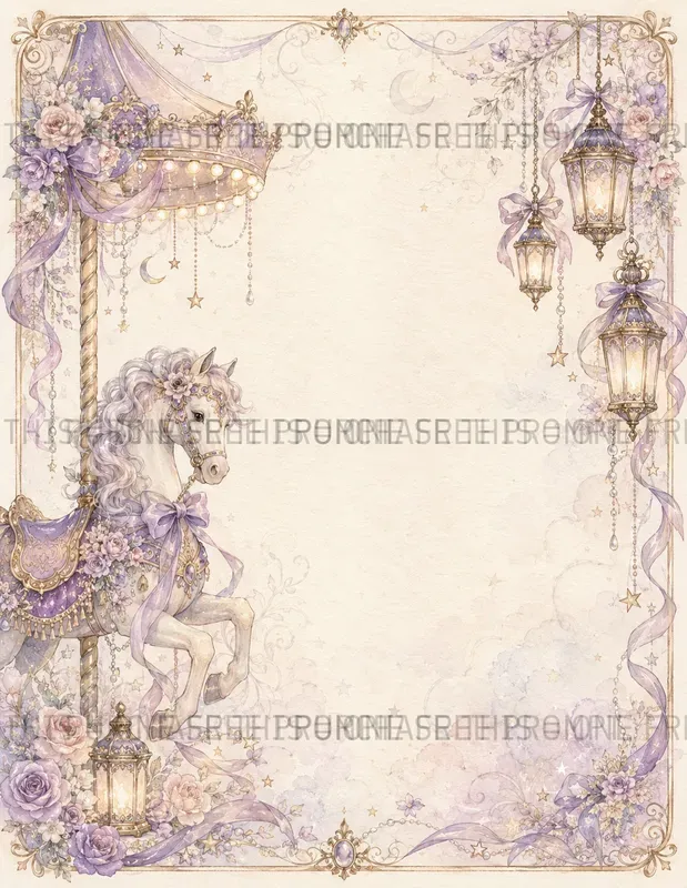 Whimsical Carousel Journal Pages