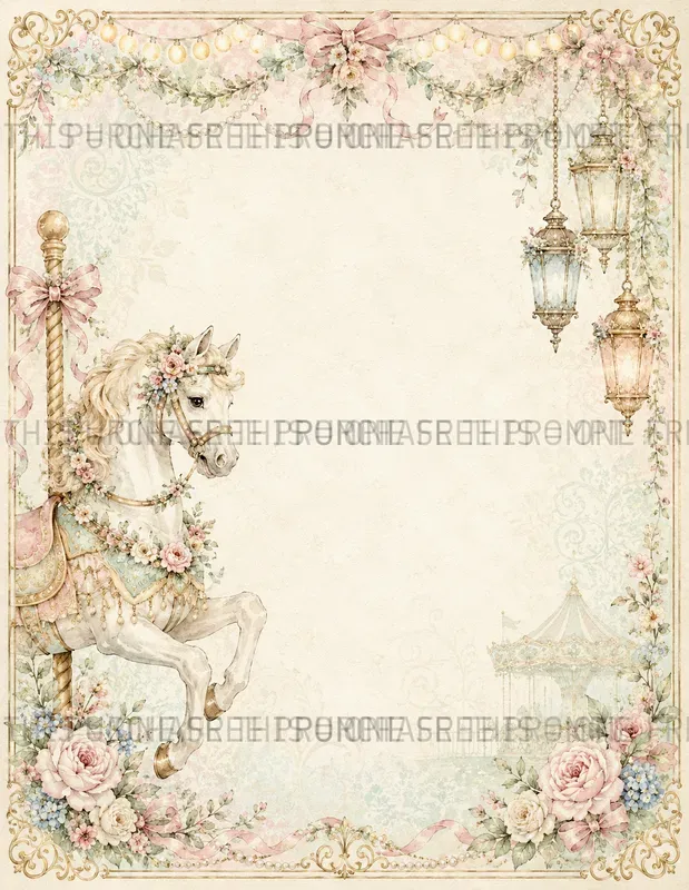 Whimsical Carousel Journal Pages