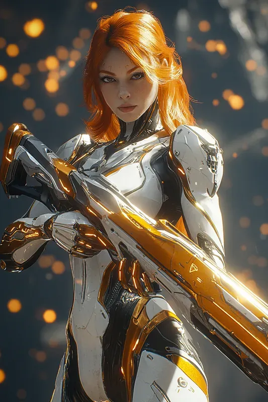 Solar Flame Huntress Scifi Art