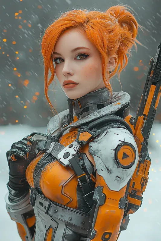 Solar Flame Huntress Scifi Art