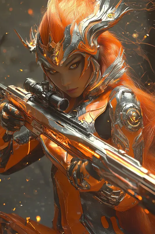 Solar Flame Huntress Scifi Art