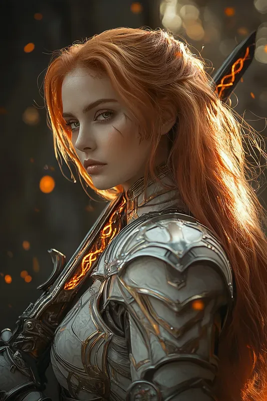 Solar Flame Huntress Scifi Art