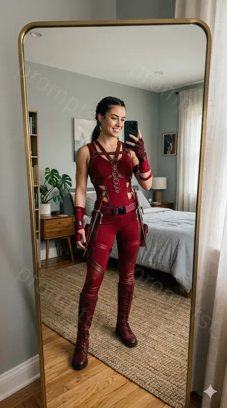 Female Superhero Cosplay Mirror Selfies