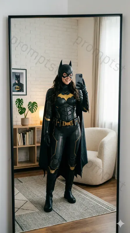 Female Superhero Cosplay Mirror Selfies