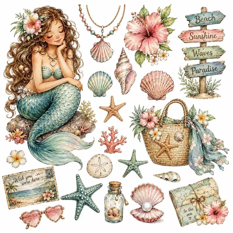 Whimsical Summer Travel Cliparts