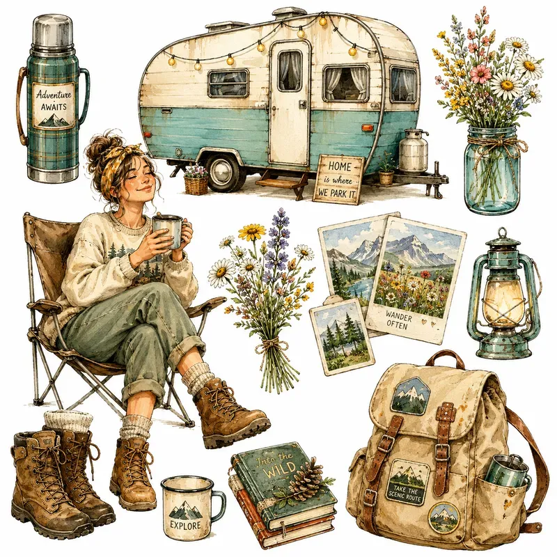 Whimsical Summer Travel Cliparts
