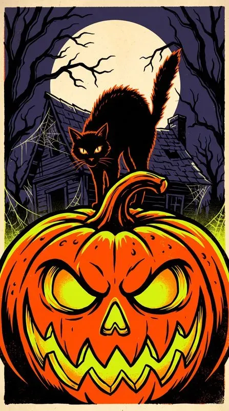 Retro Halloween Screenprint Posters