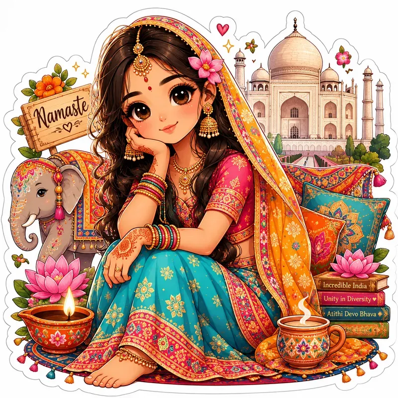 Cute Cultural Girl Stickers